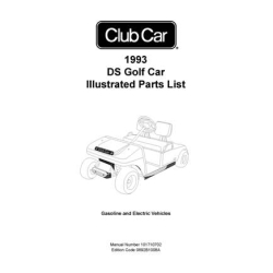 Club Car 1993 DS Golf Car Illustrated Parts List 101710702