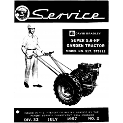 David Bradley Super 5.6 HP Garden Tractor Model No. 917.575112 Service Manual