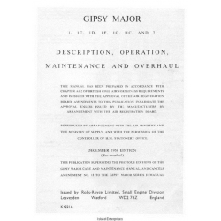 De Havilland Gipsy Major 1, 1C, 1D, 1F, 1G, HC and 7 Maintenance and Overhaul Manual 1958