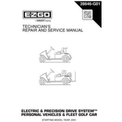 Ezgo Electric & Precision Drive system Technicians Repair and Service Manual (2001) 28646-G01