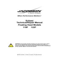 Jacobsen Eclipse Floating Head Models 118F 122F Technical/Repair Manual 4181381