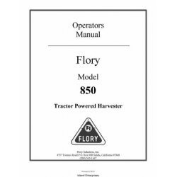 Flory 850 Tractor Powered Harvester Operators Manual 2010