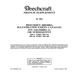 Beechjet 400-400A Illustrated Parts Catalog French Supplement 128-590001-133