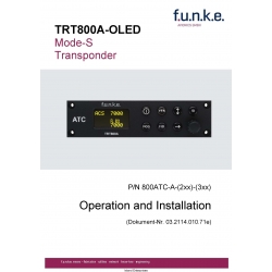 Funke TRT800A-OLED Mode-S Transponder Operation and Installation Manual