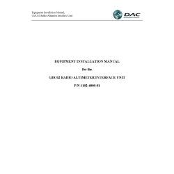 DAC GDC 62 Radio Altimeter Interface Unit Equipment Installation Manual 1102-4000-01