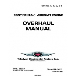 Continental GO-300-A, C, D, & E Aircraft Engine Overhaul Manual 1981 X30019