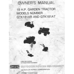 GTK181AR and GTK181AT 18.0 HP Garden Tractor Owner's Manual