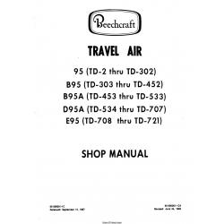 Beechraft Travel Air 95 B95,B95A,D95A,E95 Shop Manual 95-590001-1C4