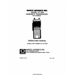 Narco HT 800 Handheld Transceiver 720 Channels Operators Manual 1983 03116-0620