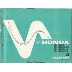 Honda Goldwing GL1000, GL1000LTD, GL1000K1 & GL1000K2 Motorcycles Parts List 1975 - 1977