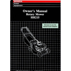 Honda HR215 Rotary Mower Owner's Manual 1990