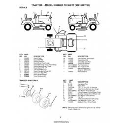 Husqvarna Tractor PK1942YT (96012001700) Repair Parts Manual