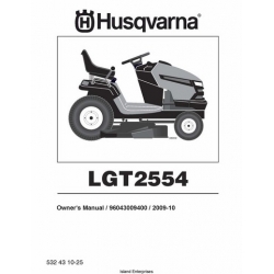Husqvarna Tractor & Ride Mower LGT2554 96043009400 Owner's Manual 2009 - 2010