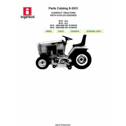 Ingersoll 3010, 3012, 3014, 4014 Compact Tractors with Kohler Engines Parts Catalog 8-3031