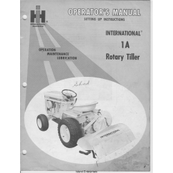 International 1A Rotary Tiller Setting Up Instructions Operator's Manual