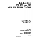 John Deere 240, 245, 260, 265, 285, & 320 Lawn & Garden Tractors Technical Manual 1992 - 1996