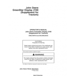 John Deere Green Star Display 2100 (Supplement for Tractors) Operator's Manual 2005-2006