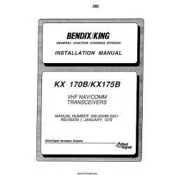 Bendix King KX 170B/KX 175B VHF NAV/COM Transceivers Installation Manual 006-0085-01