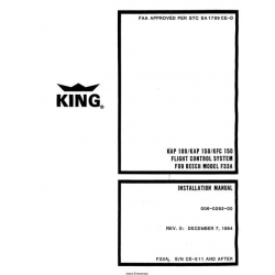 King KAP 100/KAP 150/KFC 150 Beech F33A Flight Control Sysytem Installation Manual 006-0292-00