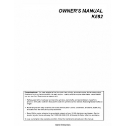 Kohler K582 Four Cycle, Twin Cylinder, Air-Cooled Engine Owner's Manual