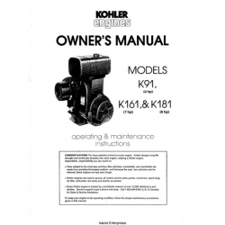 Kohler K91 4hp, K161 7hp, K181 8hp Owner's Manual