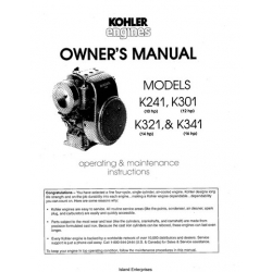 Kohler Series Models K241 10hp, K301 12hp, K321 14hp, K341 16hp Owner's Manual