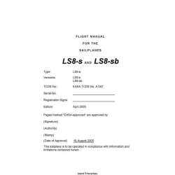 Rolladen-Schneider LS8-S and LS8-SB Sailplanes Flight Manual/POH 2005