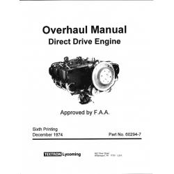 Lycoming Overhaul Manual 60294-7-14 Direct Drive Engine 235-290-320-340-360-540-720