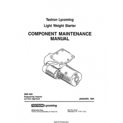 Lycoming Light Weight Starter Component Maintenance Manual SSP-490