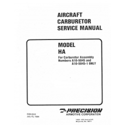 MSA Aircraft Carburetor Service Manual model HA numbers A10-5045 and A10-5045-1