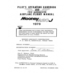 Mooney M20J 1978 Pilot's Operating Handbook & Flight Manual
