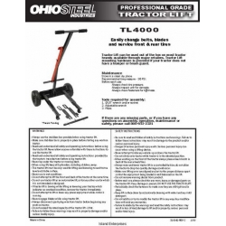 Ohio Steel TL4000 Tractor Lift Professional Grade Parts and Maintenance Manual