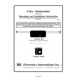 Electronics Intenational Inc. Operating and Installation for (AV-17) Voice Annunciator April 1997