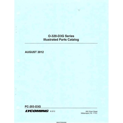 Lycoming PC-203 O-320 D3G Series Illustrated Parts Catalog 2012