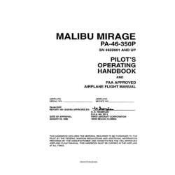Piper PA-46-350P Malibu Mirage  Pilot's Operating Handbook and Flight Manual 1988 SN 4622001 and Up