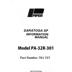Piper PA-32R-301 Saratoga SP Information Manual 1979 - 1986 Part # 761-727