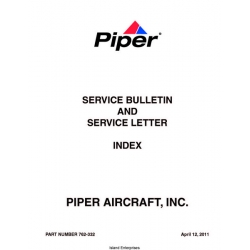 Piper Service Bulletin and Service Letter Index 2011 Part No. 762-332