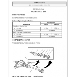 Pontiac GTO Driveline/Axle Wheel Drive Shafts Service and Repair Manual 2005