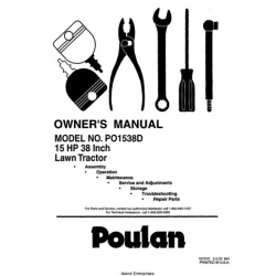 Poulan PO1538D 15 HP 38 Inch Lawn Tractor Owner's Manual 2003