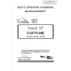Cessna Model R172K Hawk XP Floatplane Pilot's Operating Handbook Supplement D1098-13