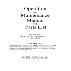 Taylor-Dunn R 6-80 Operation and Maintenance Manual with Parts List MR-680-01