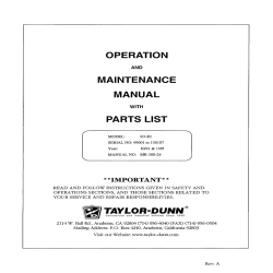 Taylor-Dunn R 3-80 Operation and Maintenance Manual with Parts List MR-380-24