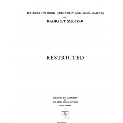Radio Set SCR-585-B Intruction Operation & Maintenance Manual