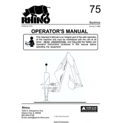 Rhino 75 Backhoe Operator's Manual 2001