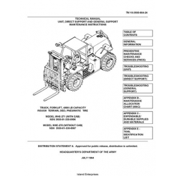 Rough Terrain, DED, Pneumatic Tire MHE-271 (With Cab), MHE-270 (Without Cab) Forklift TM 10-3930-664-24 Unit Maintenance Instructions 1994