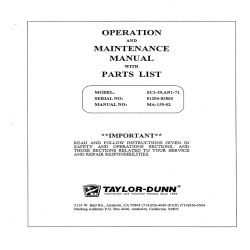 Taylor-Dunn SC1-59, AN1-71 Operation and Maintenance Manual with Parts List MA-159-02