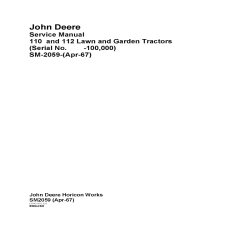 John Deere 110 and 112 Lawn and Garden Tractors Service Manual SM-2059