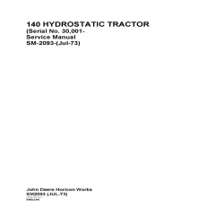 John Deere 140 Hydrostatic Tractor Service Manual SM-2093