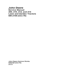 John Deere 200, 210, 212, and 214 Lawn and Garden Tractors Service Manual SM-2105