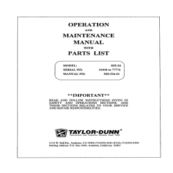 Taylor-Dunn SS5-34 Operation and Maintenance Manual with Parts List MS-534-01